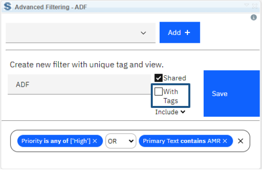 View with/without Tags = another checkbox